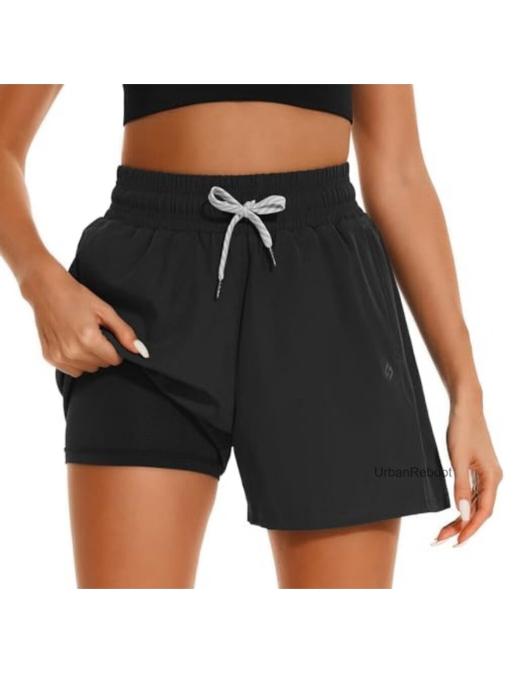 Women's Quick Dry Swim Board Shorts Built-in Boxer Liner Pockets Drawstring